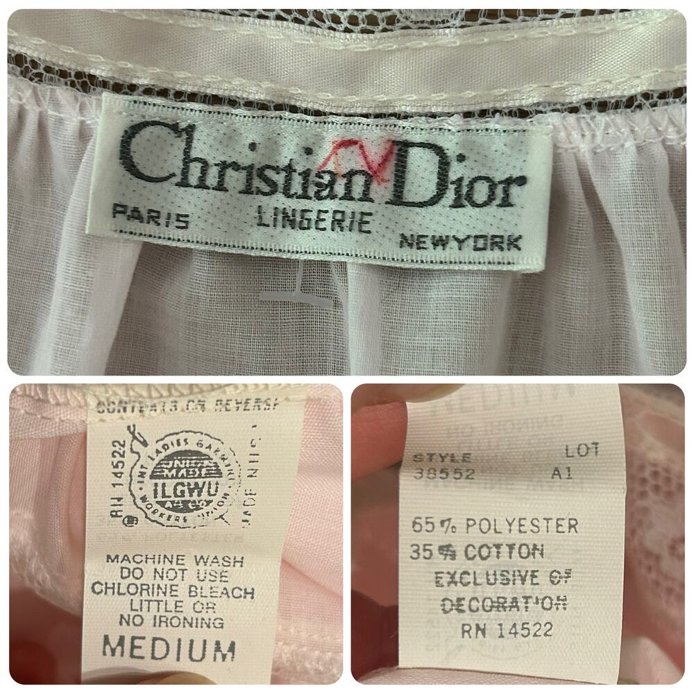 VTG Christian Dior Lingerie Pink Nightgown Deadstock Lace Maxi Slip Dress M - - Picture 4 of 8